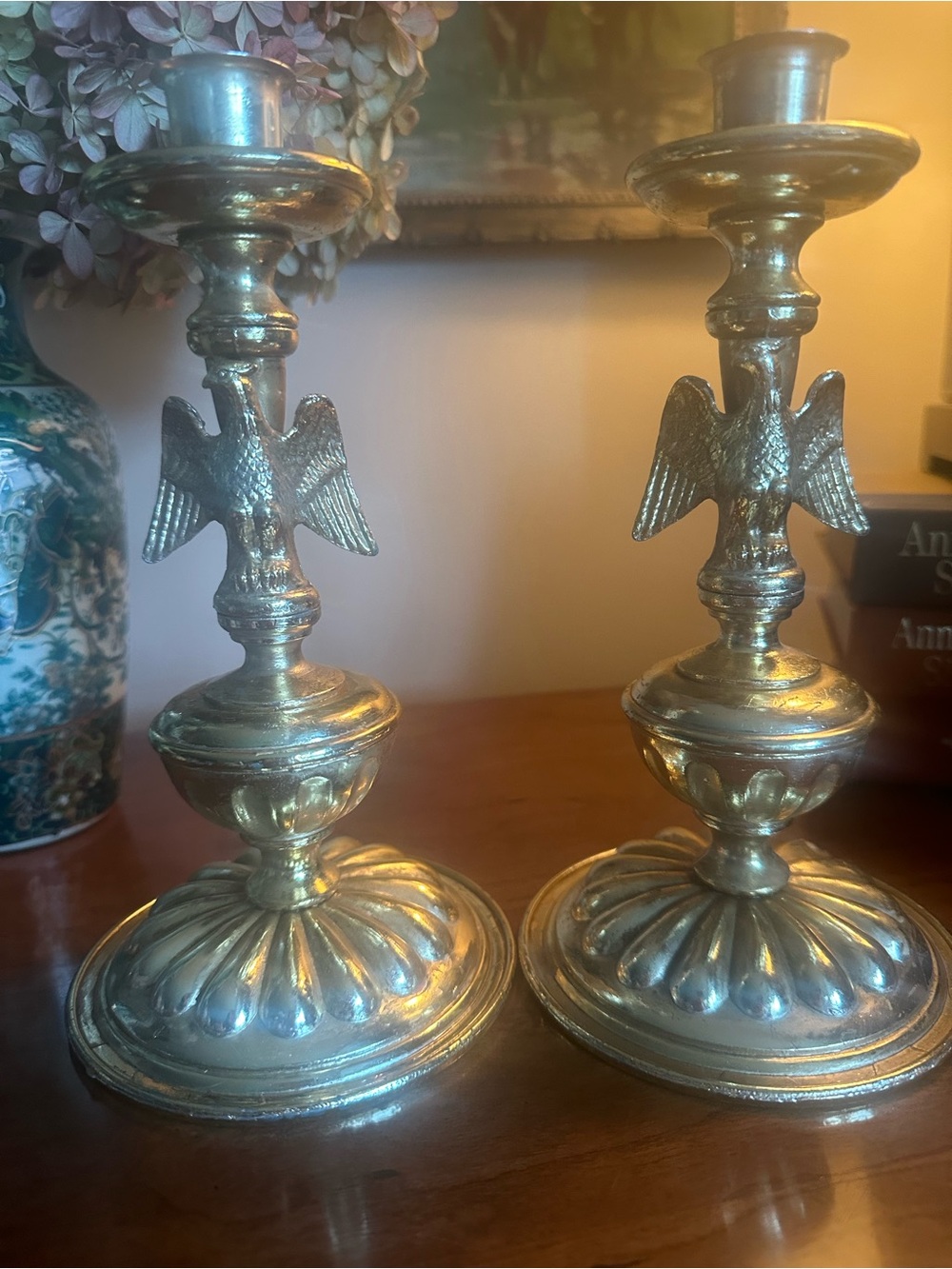 Vintage Brass Eagle Candlesticks